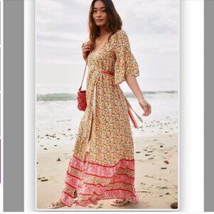 ⭐️ Maaji Josephine Cover Up Boho Beach Wrap Hipster Chic Hippie Art Maxi Dress